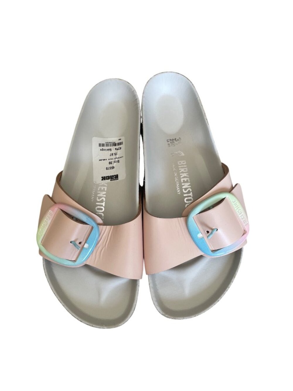 Birkenstock Madrid Big Buckle Pastel Pink Slide Sandals Women’s EU 39 8-8.5 NWT - Picture 3 of 9